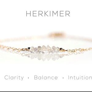 Herkimer Diamond Bracelet Dainty Bar Gold Bracelet